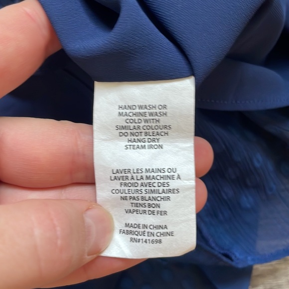 Ramy Brook | Blue Semi Sheer Swiss Dot Gold Button Peasant Blouse Size Small - Picture 10 of 10